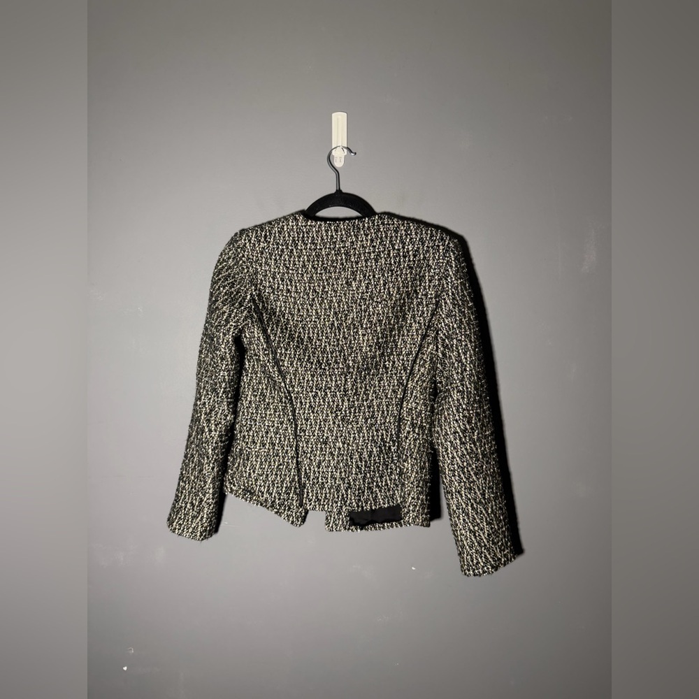 Boston Proper Parisian Black White Tweed Blazer Jacket Size 6 - Picture 2 of 4
